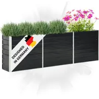DELUKE Hochbeet für Garten OSKAR Anthrazit | 240x40x77cm | Verzinkter Stahl | Wetterfest | Gartenbeet Kräuterbeet Blumenbeet Beet hoch Frühbeet für Garten Gemüsebeet