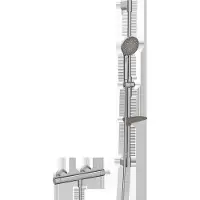Hansa HANSAPRISMA Brausebatterie mit Brausegarnitur, 970mm, 3-strahlig, 4813043180, Farbe: Stahl gebürstet