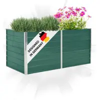 DELUKE Hochbeet für Garten OSKAR Grün | 160x80x77cm | Verzinkter Stahl | Wetterfest | Gartenbeet Kräuterbeet Blumenbeet Beet hoch Frühbeet für Garten Gemüsebeet