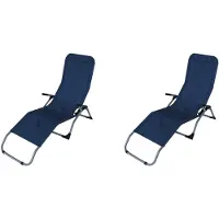 Degamo Gartenliege Saunaliege Kippliege SYLT, Stahl + Kunstgewebe blau, faltbar, 2 Stück