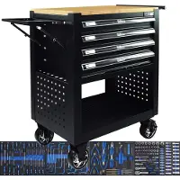 TRUTZHOLM Werkstattwagen Profi Compact bestückt 85 x 68 x 46 cm 4 Schubladen mit 148tlg CV-Werkzeug Lochwand