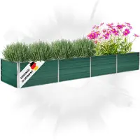 DELUKE Hochbeet für Garten OSKAR Grün | 320x80x45cm | Verzinkter Stahl | Wetterfest | Gartenbeet Kräuterbeet Blumenbeet Beet hoch Frühbeet für Garten Gemüsebeet