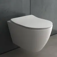 Alpenberger Keramik Hänge-WC + WC-Sitz | Wand-WC | Toiletten Sitz mit Soft-Close Funktion | Toilette mit WC-Sitz | Absenkautomatik & Nanobeschichtung | Perfekten Wasserfluss