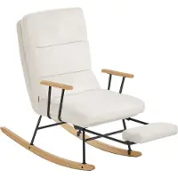 Songmics Schaukelstuhl, mit Massivholzfüßen, Schaukelsessel, für Schlafzimmer
