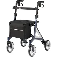 Bischoff & Bischoff Alevo Alu Rollator, faltbar – Leichtgewicht-Rollator für drinnen und draußen, Gehwagen mit stabilem Sitz und abnehmbarer Tasche