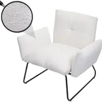 Mendler Lounge-Sessel HWC-K34, Cocktailsessel Sessel, Bouclé Stoff/Textil MVG- weiß