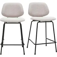 Miliboo - Barhocker aus Stoff in Samtoptik beige und Metall H66.5 cm BARNET (2er-Set)