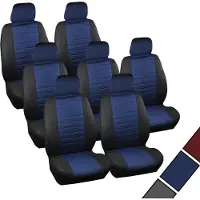 Woltu Sitzbezüge Auto Einzelsitzbezug universal Größe, 7er Set, schwarz/blau