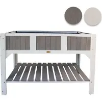 Habau Hochbeet Klara, zweifarbig, mit Folie und Ablage, 119 x 57 x 89 cm