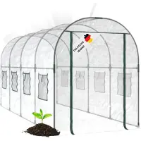 DELUKE Gewächshaus Folientunnel GREGO mit Fenster | 188x161x398cm HxBxT | Foliengewächshaus Treibhaus Tomatenhaus Frühbeet Pflanzenhaus Gewächshaus Folie