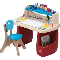 Step2 Deluxe Art Master Schreibtisch & Stuhl für Kinder | Kreativitätstisch aus Kunststoff mit Stauraum