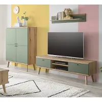 Furn.Design Wohnwand "Juna" in Salbei und Eiche Wohnkombination skandinavisch 3-teilig 277 cm