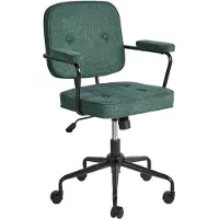 Beliani Bürostuhl Dunkelgrün Stoff mit Gebremsten Rollen Armlehnen Höhenverstellbar Klassisch Retro Arbeitsstuhl Home-Office Wohnzimmer
