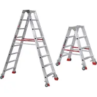 Euroline Premium 30573 Stufenstehleiter mit Federrollen und Feststellern 2x3 Stufen