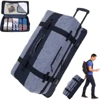 Elephant Trolley Koffer Reisetasche Travel XXL Trolly 120 Liter 80 cm Trolly Rolltasche Reisetrolley groß Gepäck Reise Tasche 13032 Grau Schwarz