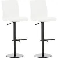 DELUKE 2er Set Barhocker DIVER - Kunstleder Weiß 40x49x93 cm Schwarz | Barstuhl Höhenverstellbar Mit Lehne Drehbar Tresenhocker Tresenstuhl Kneipenhocker