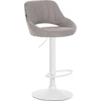 DELUKE Barhocker SEGAD - Stoff Grau 46.5x48x85 cm Weiß | Barstuhl Mit Lehne Tresenhocker Tresenstuhl Kneipenhocker Kneipenstuhl