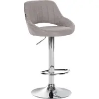 DELUKE Barhocker SEGAD - Stoff Grau 46.5x48x85 cm Silber | Barstuhl Mit Lehne Tresenhocker Tresenstuhl Kneipenhocker Kneipenstuhl