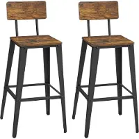 Vasagle Barhocker, 2er Set, Barstühle, Küchenstühle, mit Rückenlehne 078B01