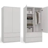 CDF Moderner Schrank Malwa SS-90 | Farbe: weiß | Ideal für ein Schlafzimmer, Flur, Kinderzimmer oder Büro | Kleiderständer, Garderobenständer