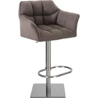 DELUKE Barhocker SIHAR - Stoff Grau 64x45x88 cm Silber | Barstuhl Höhenverstellbar Mit Lehne Drehbar Tresenhocker Tresenstuhl Kneipenhocker Kneipenstuhl