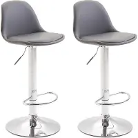 DELUKE 2er Set Barhocker LUNOR - Kunstleder Grau 39x39x82 cm Silber | Barstuhl Mit Lehne Tresenhocker Tresenstuhl Kneipenhocker Kneipenstuhl