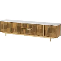 MASSIVMOEBEL24.DE MASSIVMOEBEL24 TV-Board Mango 200x40x50 hellbraun geölt / Marmor weiß MIAMI #105