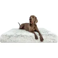 Tierlando Orthopädische Hundematratze PITT Shaggy ORTHO PLUS - Größe: 120x90cm | Farbe: 20 Weißgrau