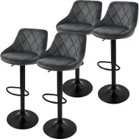 ML-Design Barhocker 4Er Set aus Samt Grau mit Rückenlehne Drehbar