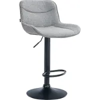 DELUKE Barhocker RAGAD - Stoff Grau 49x51x85 cm Schwarz | Barstuhl Höhenverstellbar Mit Lehne Drehbar Tresenhocker Tresenstuhl Kneipenhocker Kneipenstuhl