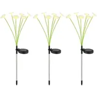 Globo LED Solarleuchte Blumen Stecklampe Gartenleuchte Beetstecker Solarblumen Erdspieß, LED warmweiß, DxH 20x70 cm, 3er Set