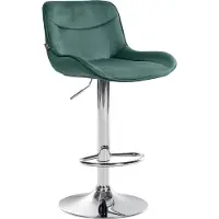 DELUKE Barhocker RAGAD - Samt Grün 49x51x85 cm Silber | Barstuhl Höhenverstellbar Mit Lehne Drehbar Tresenhocker Tresenstuhl Kneipenhocker Kneipenstuhl