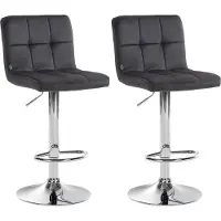 DELUKE 2er Set Barhocker REZAR - Samt Schwarz 46x47x94 cm Silber | Barstuhl Mit Lehne Tresenhocker Tresenstuhl Kneipenhocker Kneipenstuhl