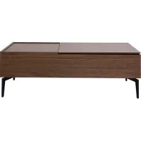 Miliboo - Rechteckiger höhenverstellbarer Couchtisch aus dunklem Holz mit Walnuss-Finish und schwarzem Metall L103 cm SEDA
