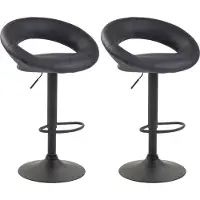 DELUKE 2er Set Barhocker MEKIM - Kunstleder Grau 53x47x80 cm Schwarz | Barstuhl Höhenverstellbar Mit Lehne Drehbar Tresenhocker Tresenstuhl Kneipenhocker