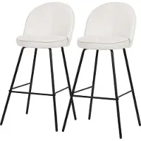 ML-Design Barhocker 2er Set Beige Stoffbezug 75 cm hoch Gepolsterte Barstühle mit Metallgestell Rückenlehne & Fußstütze Küchenstühle Bistrohocker