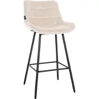 DELUKE Barhocker VISEN - Samt Creme 49x56x104 cm | Barstuhl Mit Lehne Tresenhocker Tresenstuhl Kneipenhocker Kneipenstuhl