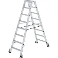 Proregal Stufen-Stehleiter beidseitig begehbar mit Rollen 2x8 Stufen