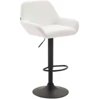 DELUKE Barhocker DUBLIN - Weiß, Kunstleder, Schwarz | Barhocker mit Lehne Barstuhl Tresenhocker Tresenstuhl Kneipenhocker Kneipenstuhl