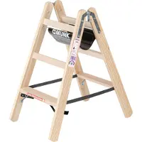 Proregal Stufen-Stehleiter Holz beidseitig begehbar 2x3 Stufen