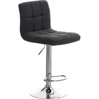 DELUKE Barhocker REZAR - Stoff Dunkelgrau 46x47x94 cm Silber | Barstuhl Höhenverstellbar Mit Lehne Drehbar Tresenhocker Tresenstuhl Kneipenhocker