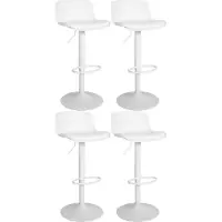 DELUKE 4er Set Barhocker CABEL - Kunstleder Weiß 43.5x46x75 cm | Barstuhl Höhenverstellbar Mit Lehne Drehbar Tresenhocker Tresenstuhl Kneipenhocker