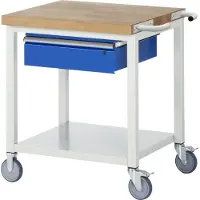 RAU Werkbank Serie 8001, fahrbar, mit Schublade, mit Ablageboden, B 750 x T 700 x H 880 mm