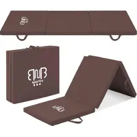 BnB Sports Premium Tri-Folding Thick Gymnastic Mat & Home Sports, Yogamatte & Sportmatte, mit Tragegriffen Sportbodenmatten, und rutschfeste Oberfläche undurchlässig für Schweiß und Wasser Braun
