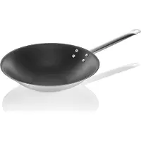 WAS Germany Wok mit Antihaftbeschichtung und abgeflachtem Boden, Ø 38 cm, Chromnickelstahl 18/10