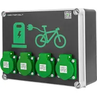 Doktorvolt Fahrradladestation für E-Bikes 4x230V Schuko IP54 Elektro Ladegerät Stromverteiler Ladepunkt für Stadt Parkplatz öffentlichen Bereich DV-5848