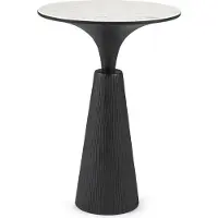 Natur24 Couchtisch Rondel 51 x 51 x 72,5 cm Stahl Marmor Schwarz Weiß