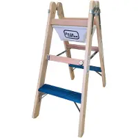 Iller-Leiter Iller Holz Stufenstehleiter ERGO Plus inkl. Werkzeugtasche und Eimerhaken 2x3 Stufen 2,26m AH