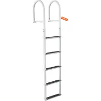 Vevor Dockleiter 5 abnehmbare Stufen 227 kg Tragkraft, Pontonbootleiter aus Aluminiumlegierung mit 8 cm breiter Stufe und rutschfester Gummimatte, für das Einsteigen in Schiffe/Seen/Schwimmbäder/Meere