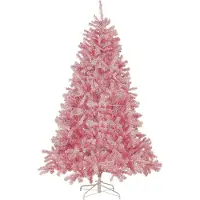Beliani Weihnachtsbaum 210 cm Rosa aus Kunststoff mit Ständer Weihnachtszeit Weihnachten Wohnzimmer Modern